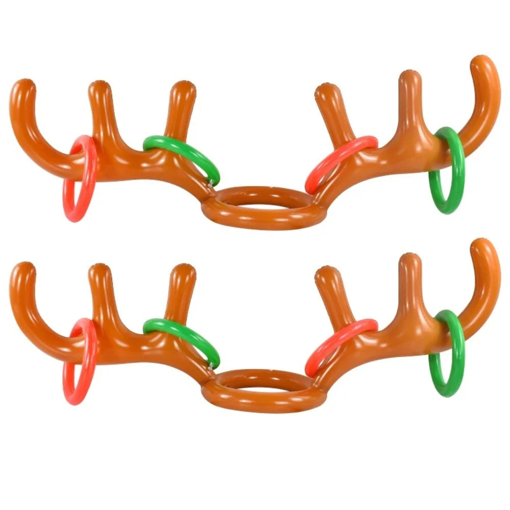 Ring Toss Game with Inflatable Antler Hat – Fun Indoor and Outdoor Activity for Holidays 4