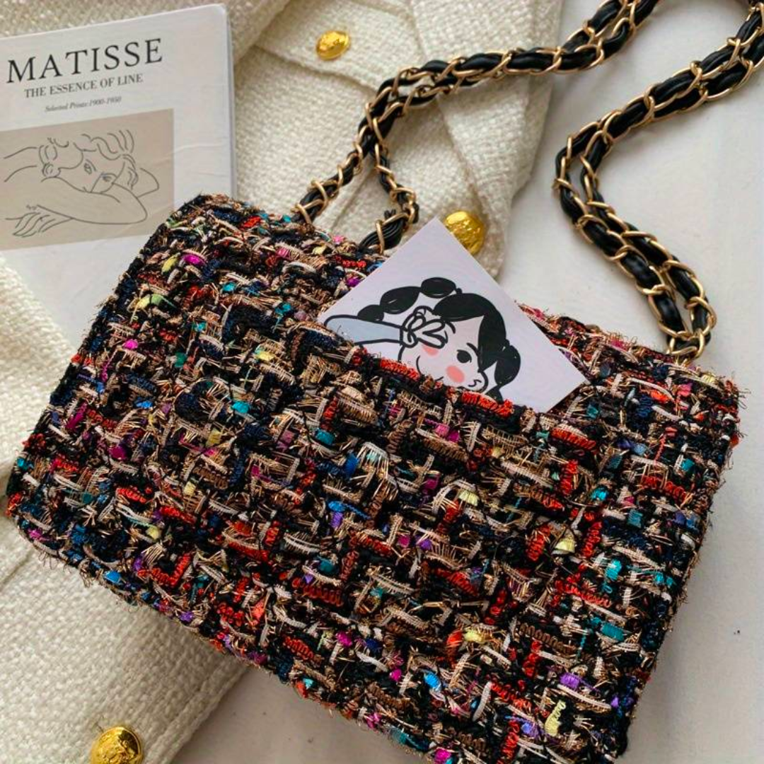 Shoulder Bag for Women – Structured Bouclé Design with Chain Strap, Ideal for Travel 4