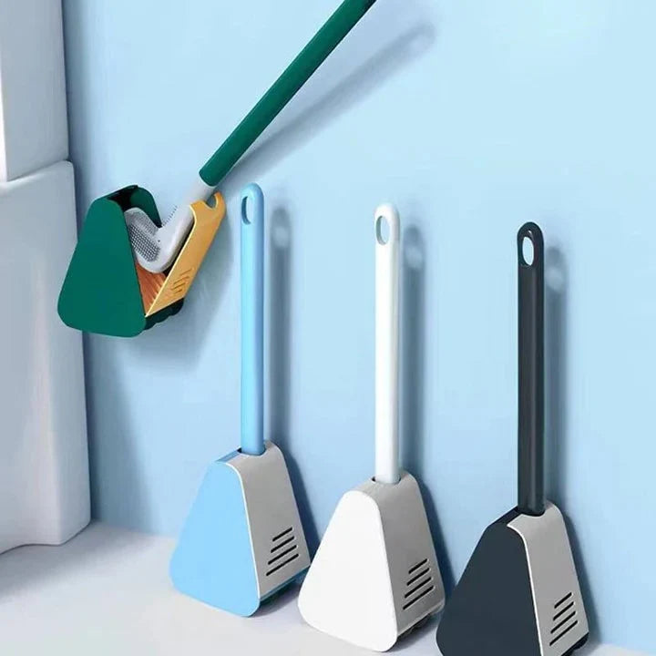 Silicone Toilet Brush with Self-Cleaning Rinse Function and Holder for Bathroom Cleaning 4