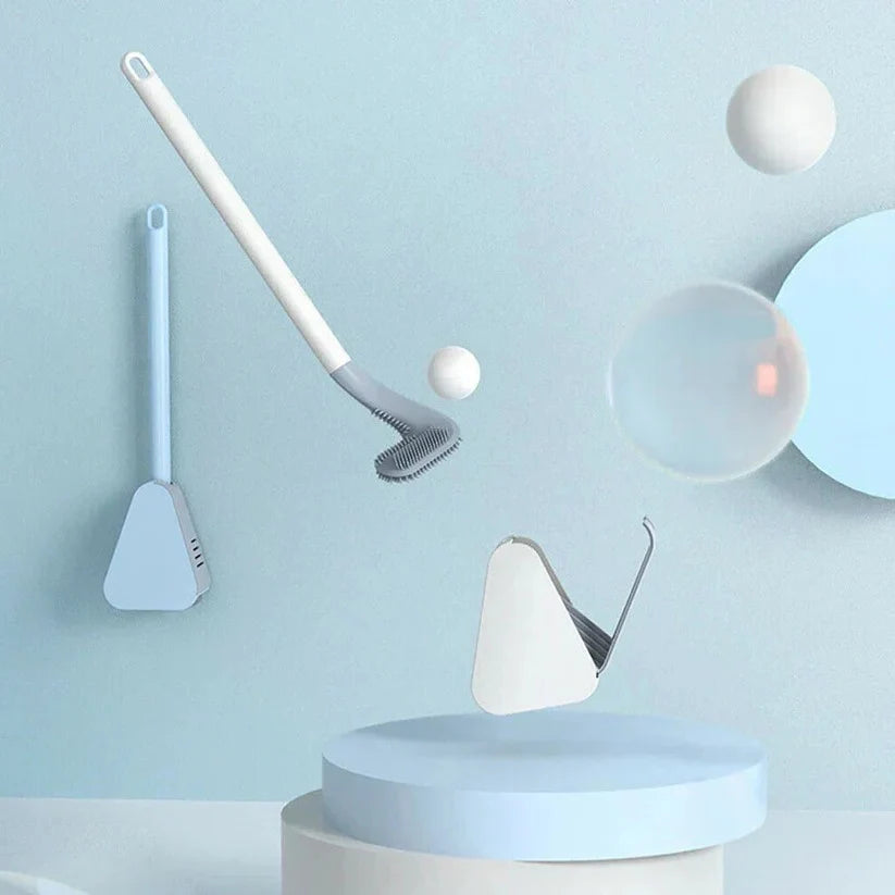 Silicone Toilet Brush with Self-Cleaning Rinse Function and Holder for Bathroom Cleaning 5