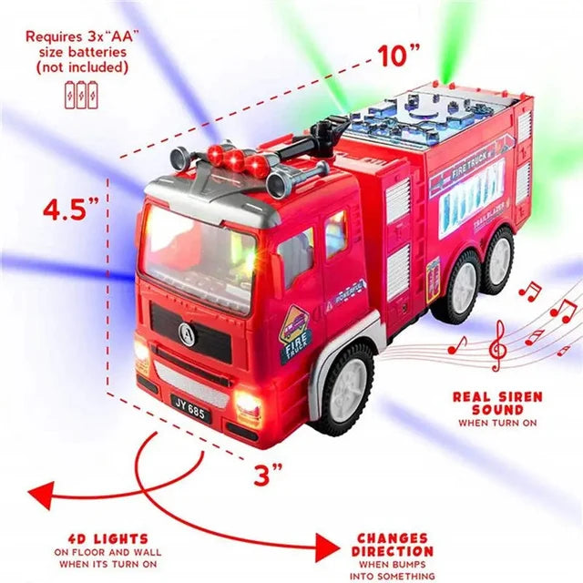 Toy Fire Engine Truck with Lights and Siren Sounds – Electric Firefighter Toy for Kids 1