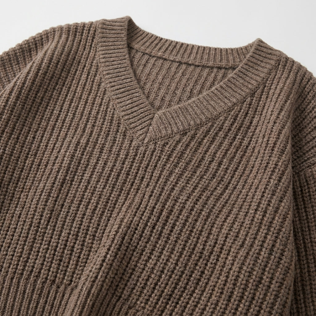 V-Neck Knit Pullover Sweater for Women – Relaxed Fit, Comfortable for Everyday Wear