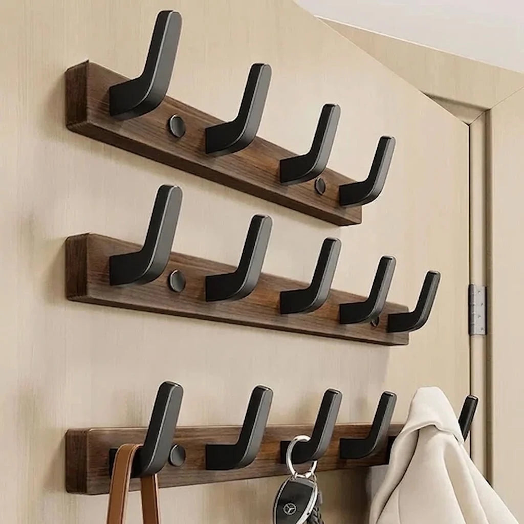 Wall-Mounted Clothes Hanger – Durable Wood and Metal Rack for Coats and Jackets 0