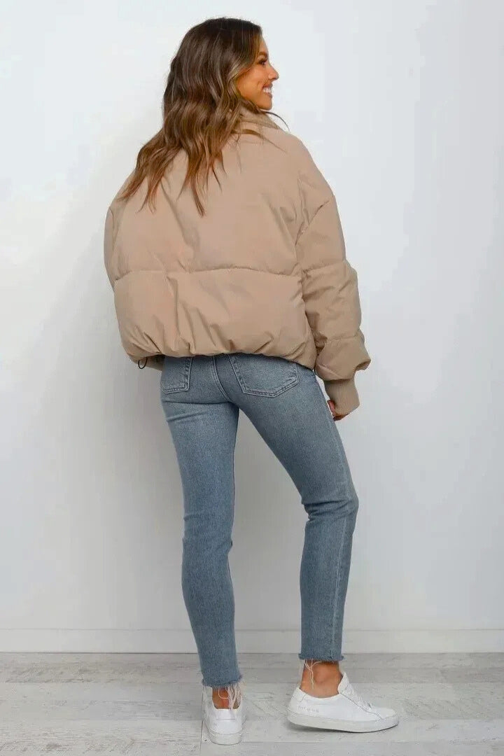 Women's Black Puffer Jacket – Quilted Design for Winter Layering 1