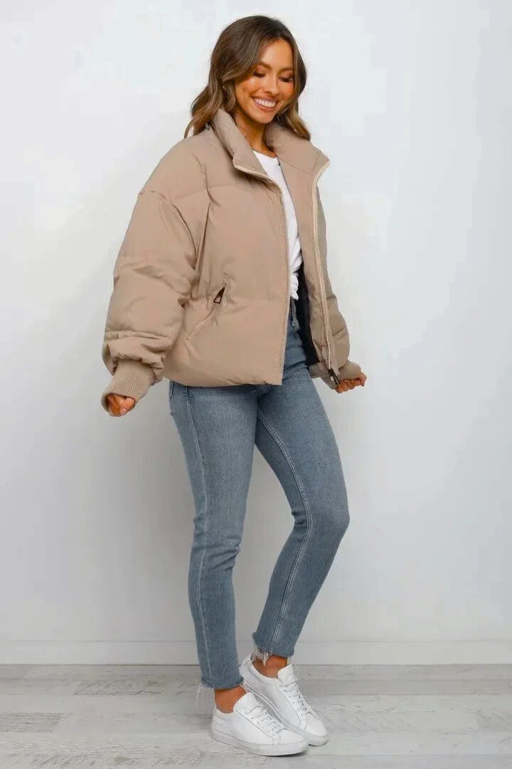 Women's Black Puffer Jacket – Quilted Design for Winter Layering 2