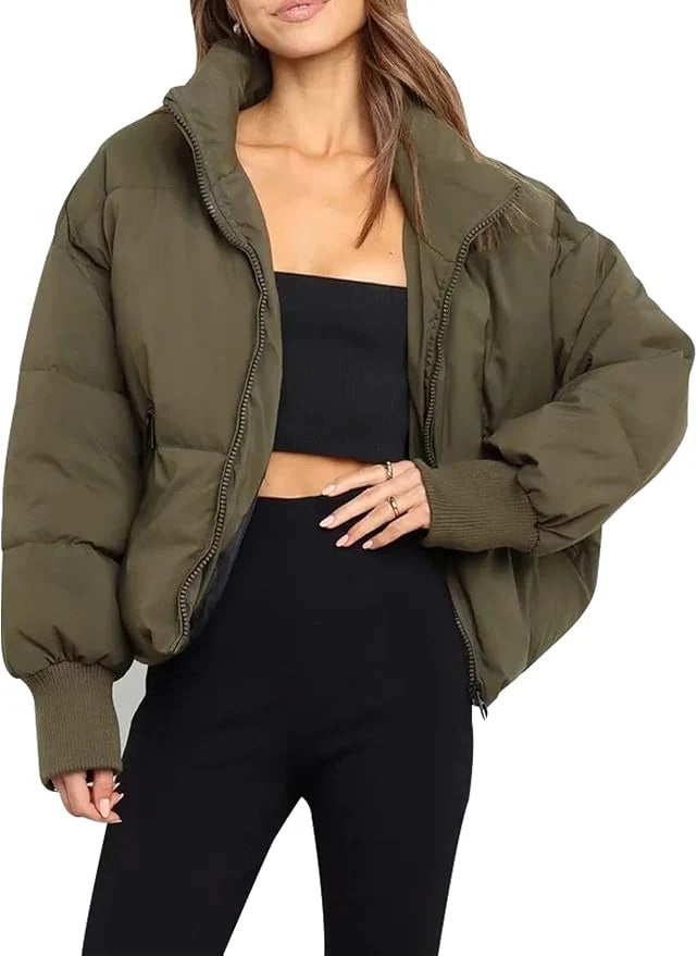 Women's Black Puffer Jacket – Quilted Design for Winter Layering 6