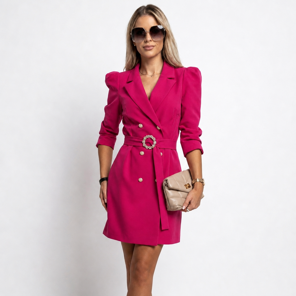 Women's Blazer Dress for Formal Occasions – Tailored Mini Wrap with Long Sleeves 1