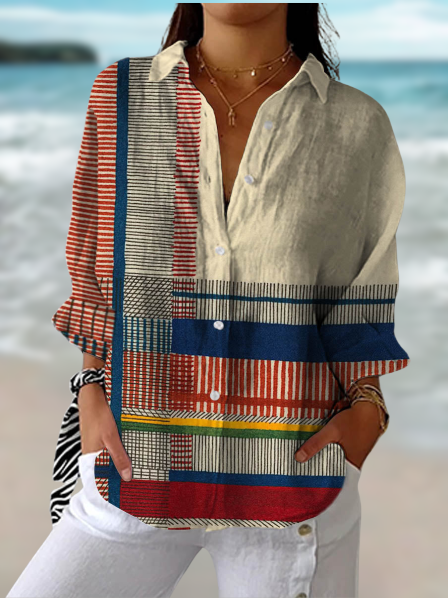 Women's Blouse with Abstract Artistic Pattern – Flowing Fit for Casual or Dressy Wear 0