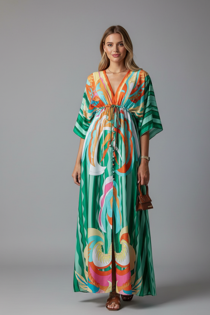 Women's Bohemian Maxi Dress – Lightweight Chiffon with Adjustable Waist for Summer Events 0