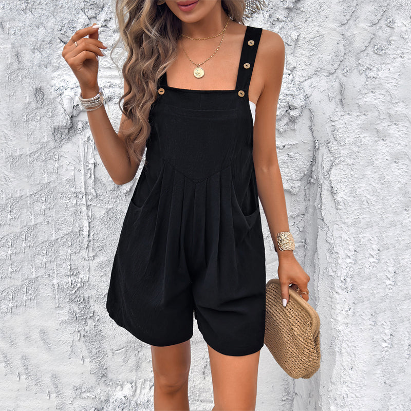 Women's Casual Jumpsuit with Buttoned Straps and Pockets – Relaxed Fit for Everyday Wear 2