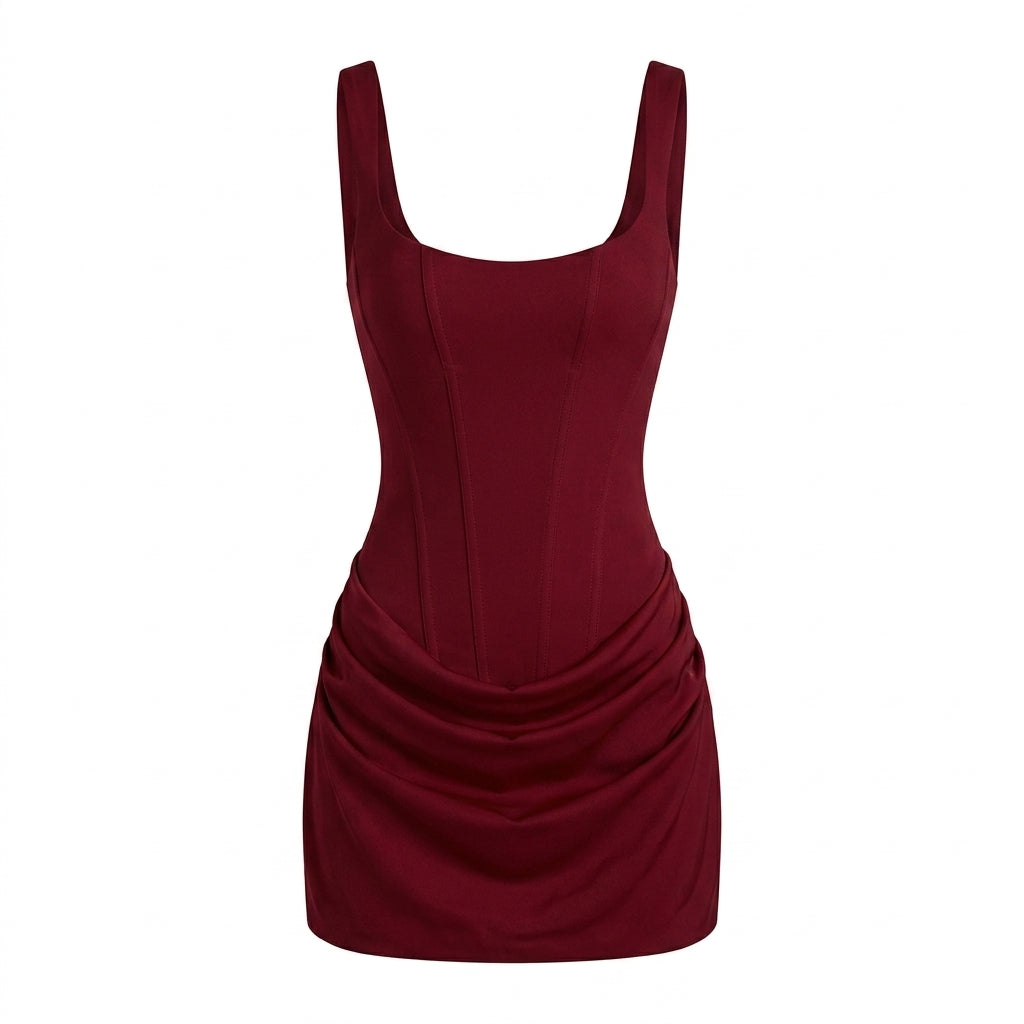 Corset Mini Dress – Draped Skirt for Cocktail and Summer Parties 6