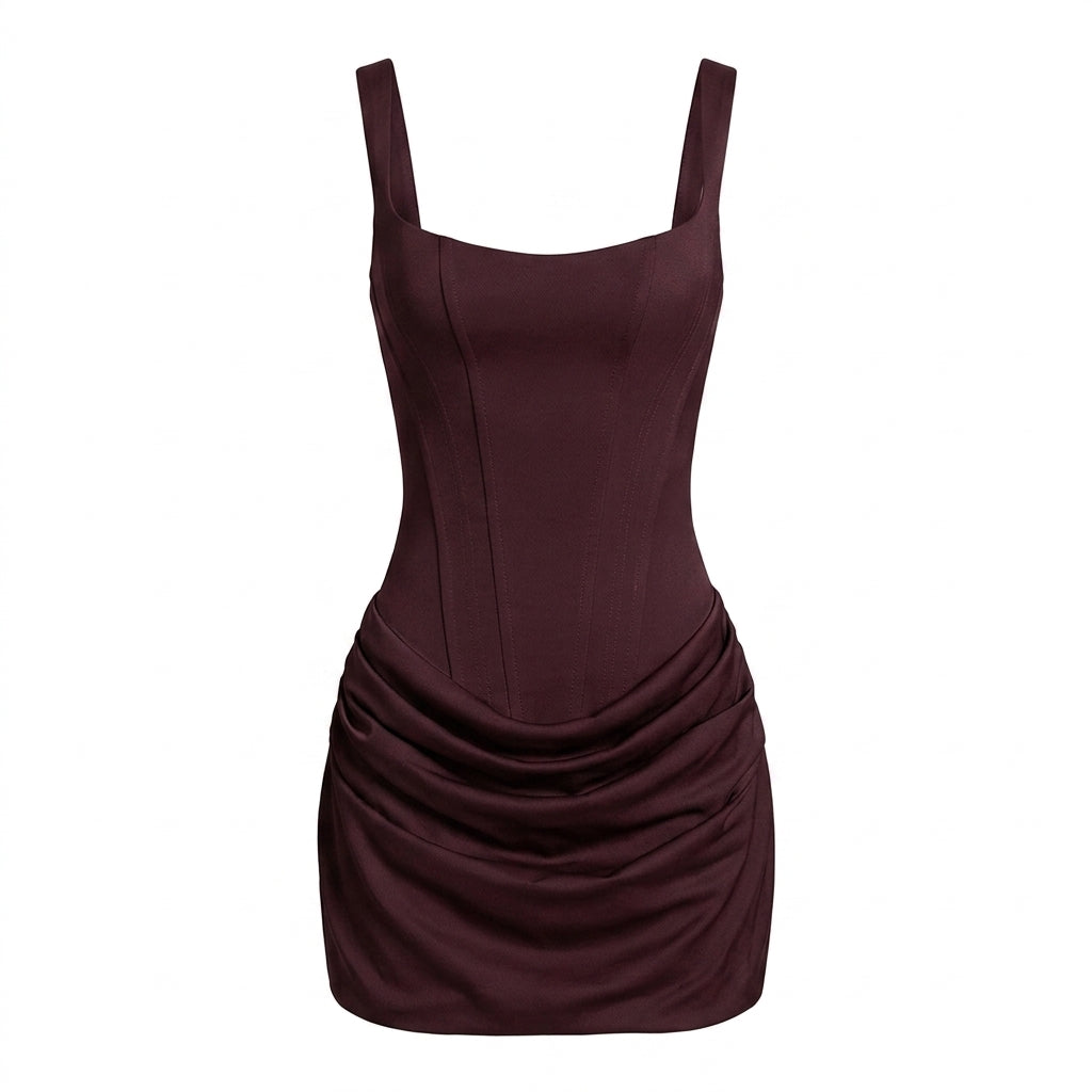 Corset Mini Dress – Draped Skirt for Cocktail and Summer Parties 10