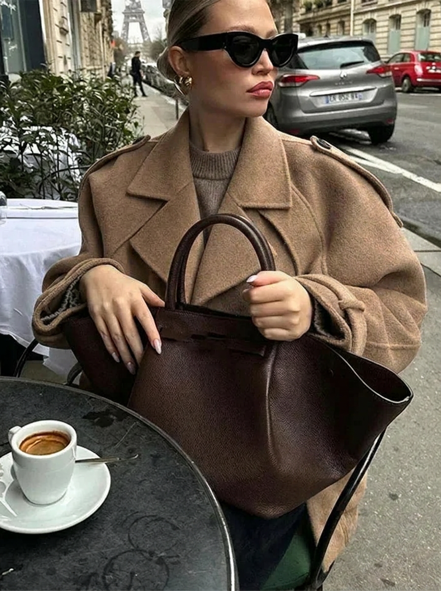 Women's Cropped Trench Coat – Double-Breasted Design for Autumn-Winter Fashion 2