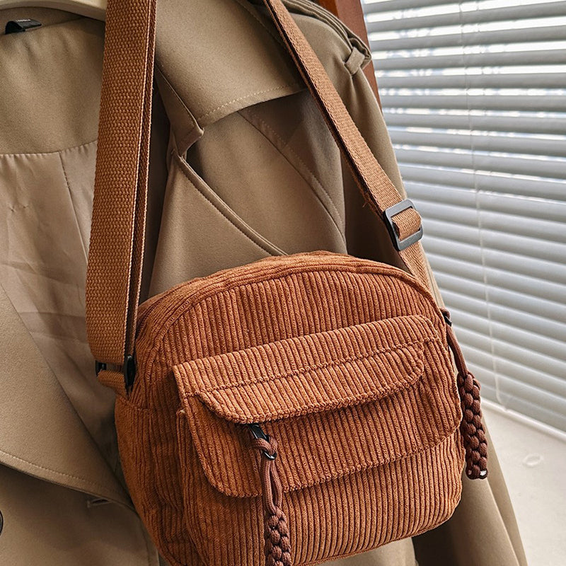 Women's Crossbody Bag with Zip Pocket – Small Ridged Texture for Everyday Use 2