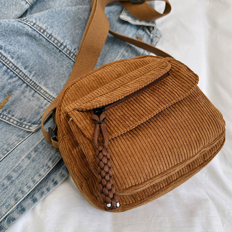 Women's Crossbody Bag with Zip Pocket – Small Ridged Texture for Everyday Use 3