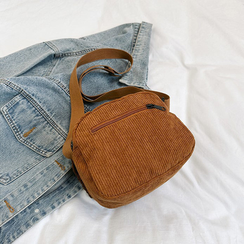 Women's Crossbody Bag with Zip Pocket – Small Ridged Texture for Everyday Use 5
