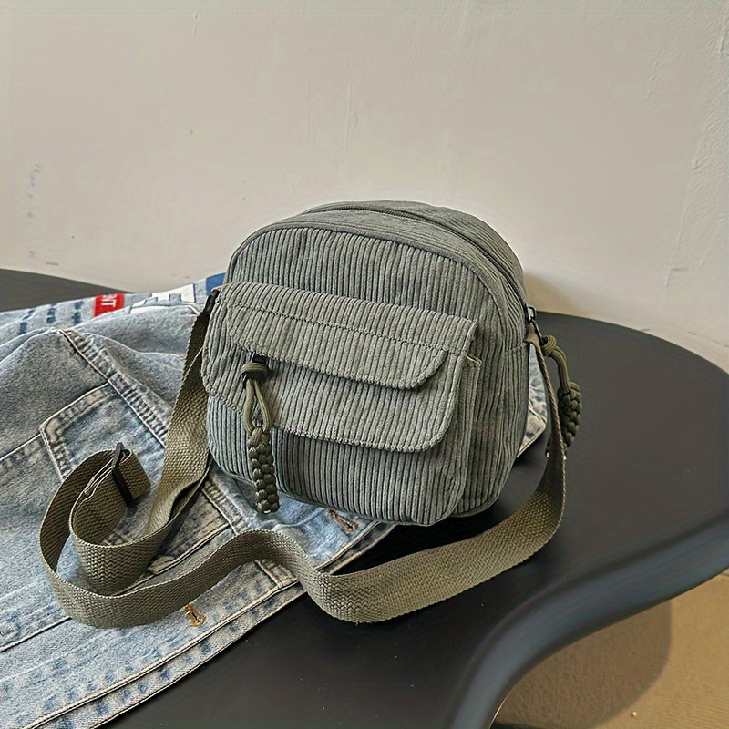 Women's Crossbody Bag with Zip Pocket – Small Ridged Texture for Everyday Use 9