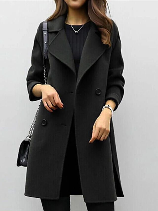 Women's Double-Breasted Trench Coat – Oversized Fit for Winter with Wide Lapel 1
