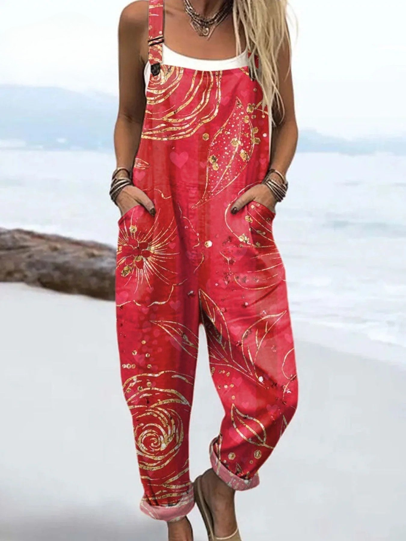 Women's Floral Jumpsuit – Relaxed Fit, Lightweight Fabric for Casual Everyday Wear 0