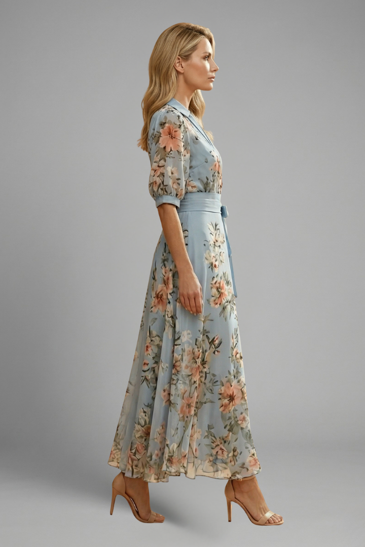 Women's Floral Maxi Dress – Adjustable Waist Tie for Summer Weddings and Formal Occasions 3