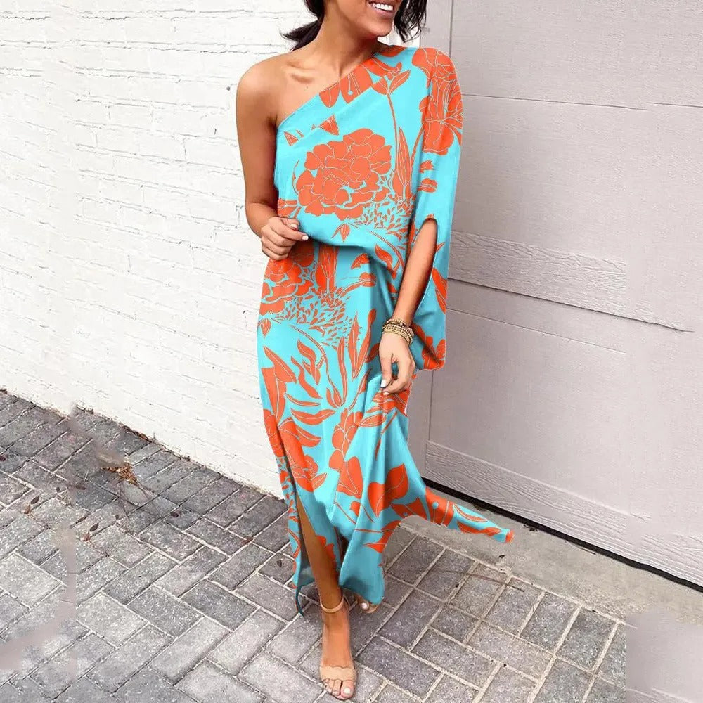 Women's Floral Maxi Dress – One-Shoulder Style for Summer Events 6