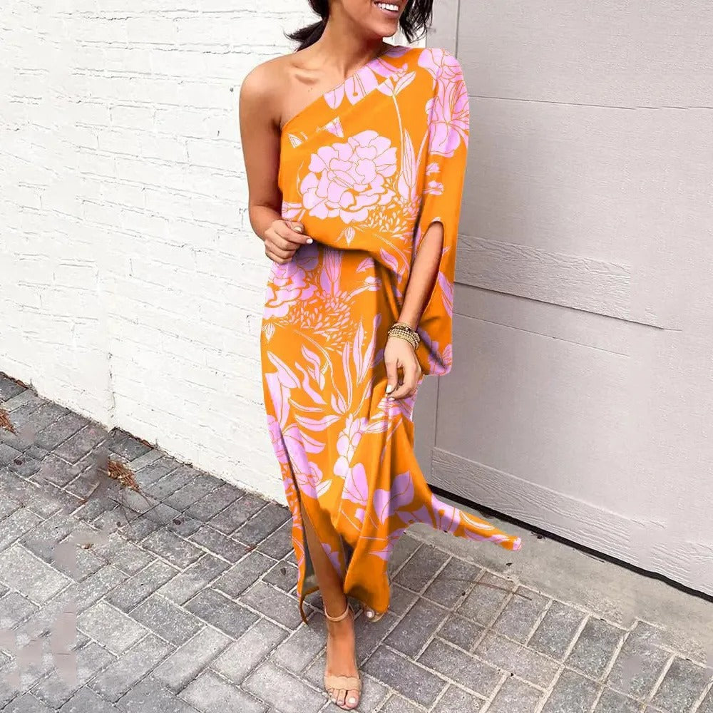 Women's Floral Maxi Dress – One-Shoulder Style for Summer Events 7