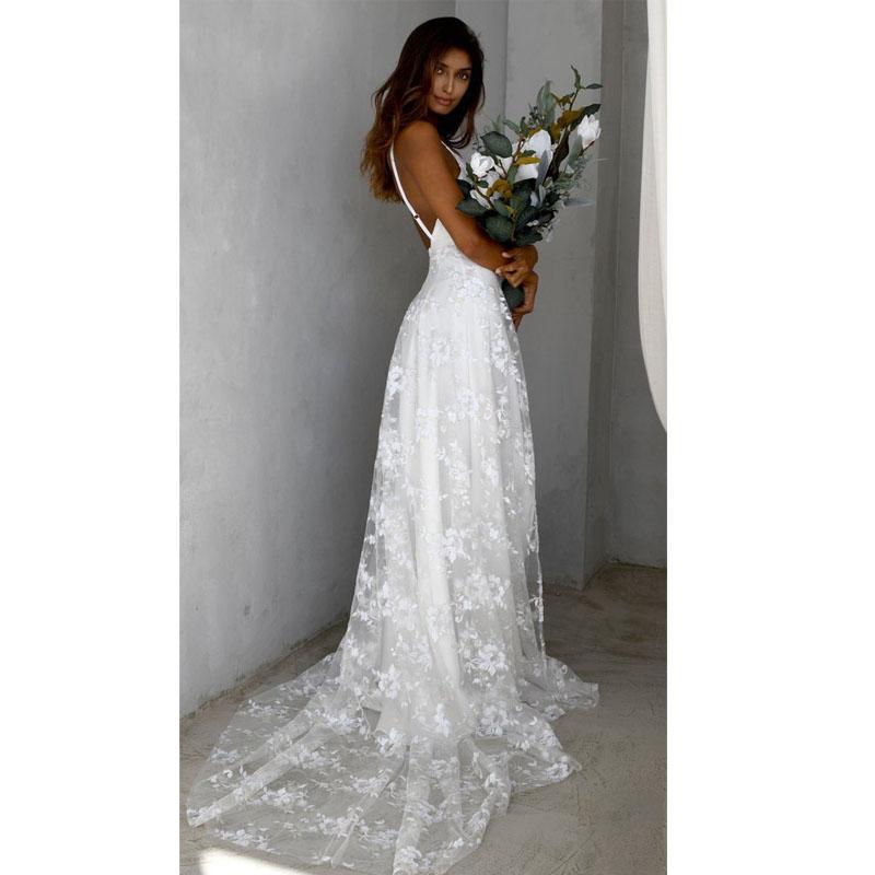Women's Floral Maxi Dress – Thigh Split and Open Back for Formal Weddings 3