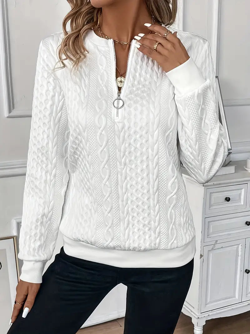 Women's Half-Zip Jumper – Fitted Cable Knit for Transitional Seasons, Layering Essential 4