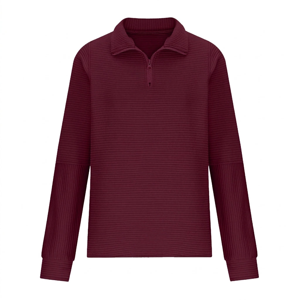Women's Half Zip Funnel Neck Sweater – Relaxed Fit with Balloon Sleeves for Everyday Wear