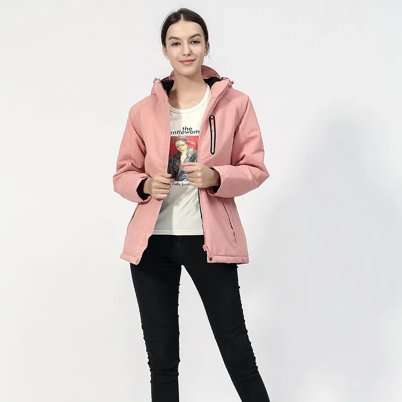 Women's Heated Jacket with Hood – USB Zip Up for Winter Outdoor Activities 0