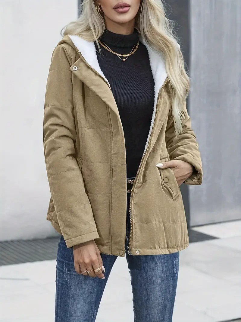 Women's Hooded Winter Jacket – Plush Lined Zip-Up Design for Cold Weather 2