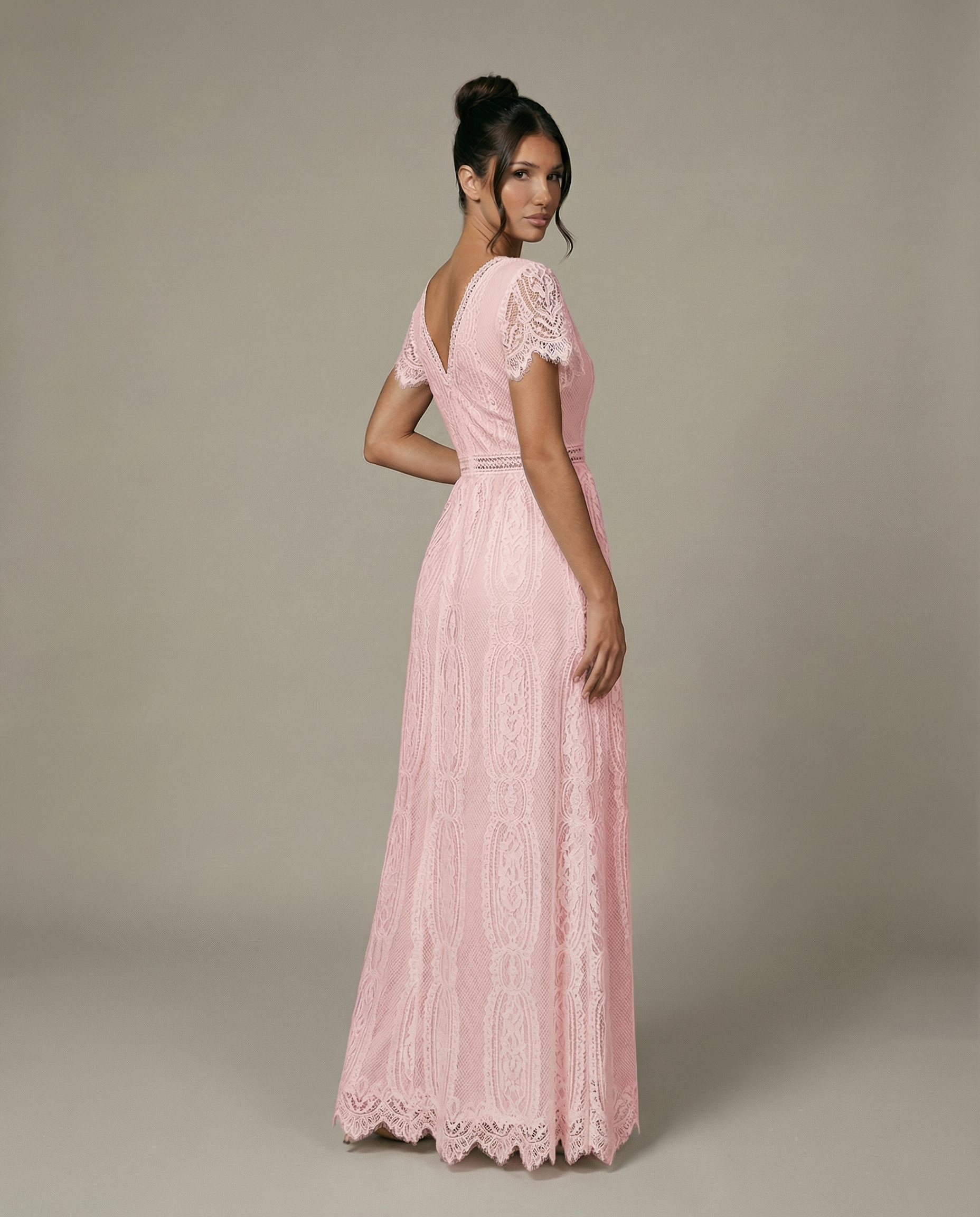 Women's Lace Maxi Dress with V-Neck – Formal Dress for Weddings and Special Events 8