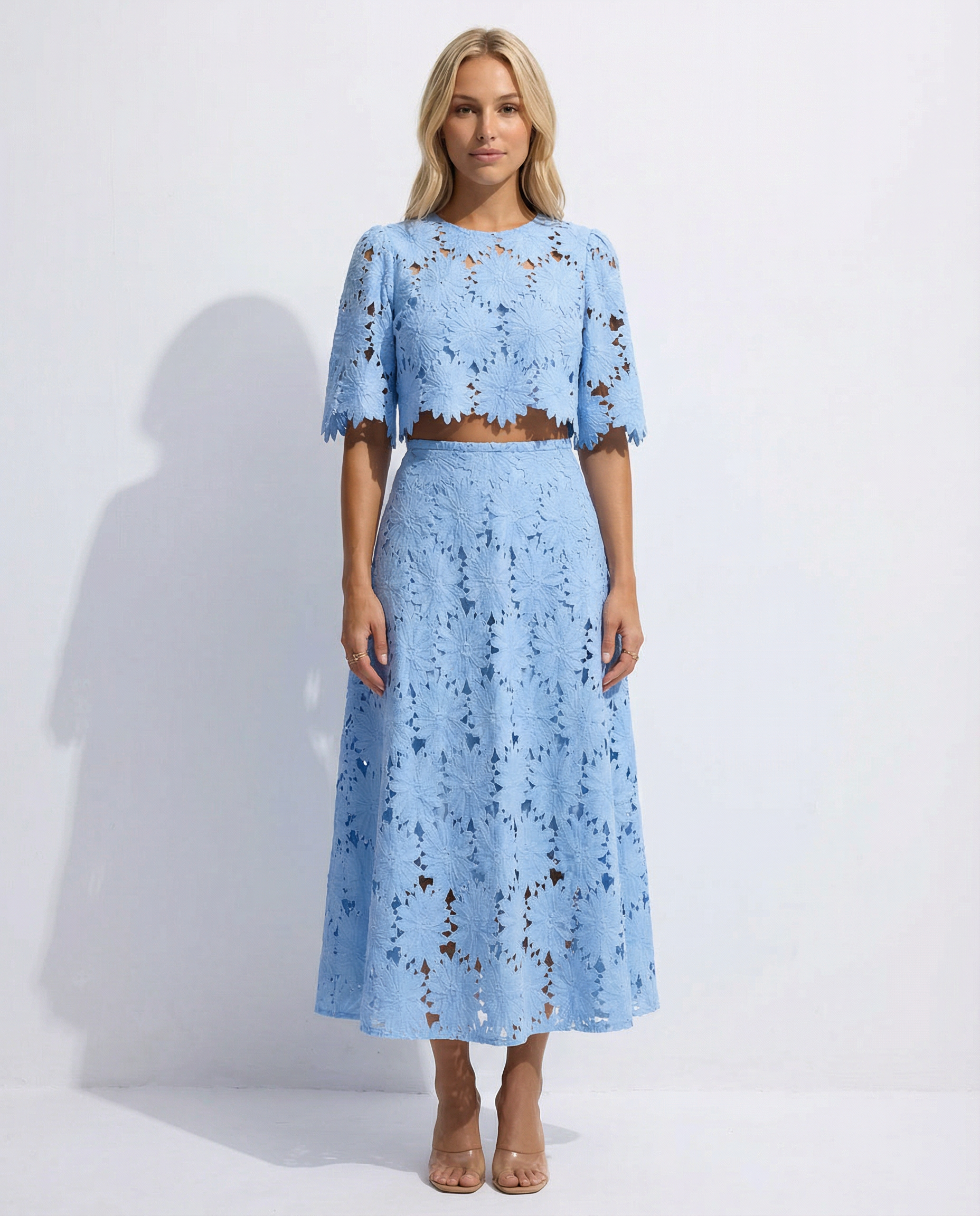 Women's Lace Midi Dress Set – Floral Two-Piece Summer Dress for Weddings and Garden Parties 0