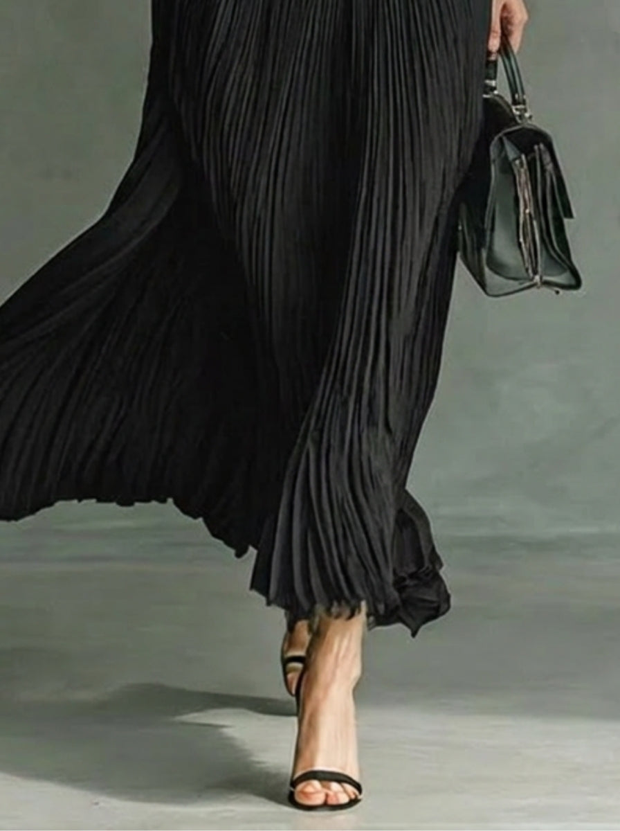 Women's Maxi Dress – Vintage Pleated Skirt with Collar for Formal and Summer Occasions 3