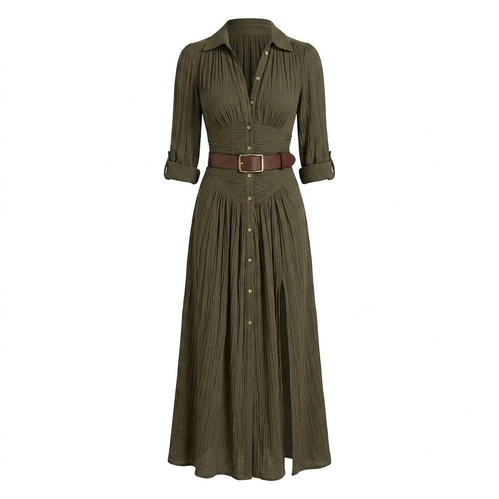 Women's Maxi Dress with Button Front – High Slit for Summer Parties and Events 7
