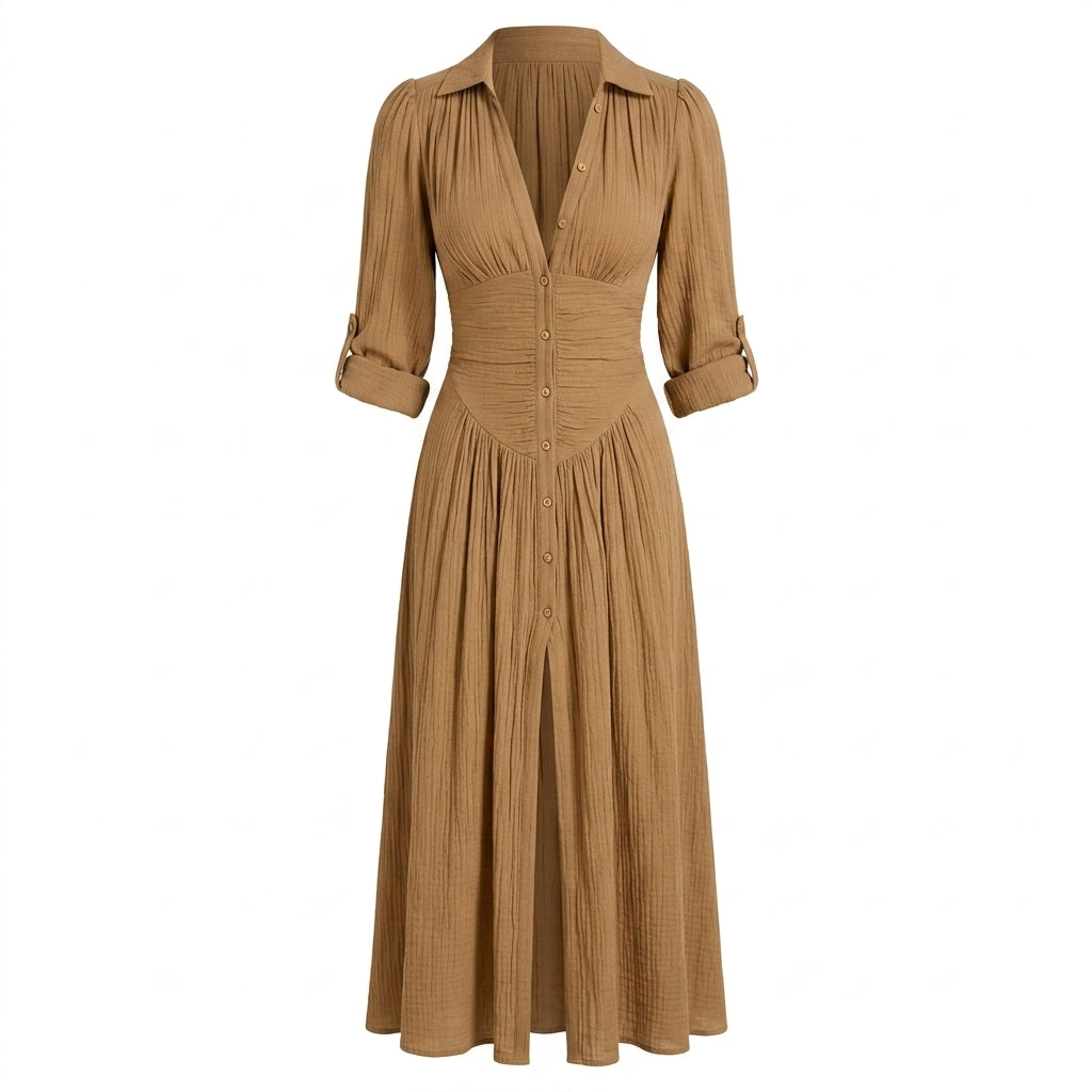 Women's Maxi Dress with Button Front – High Slit for Summer Parties and Events 9