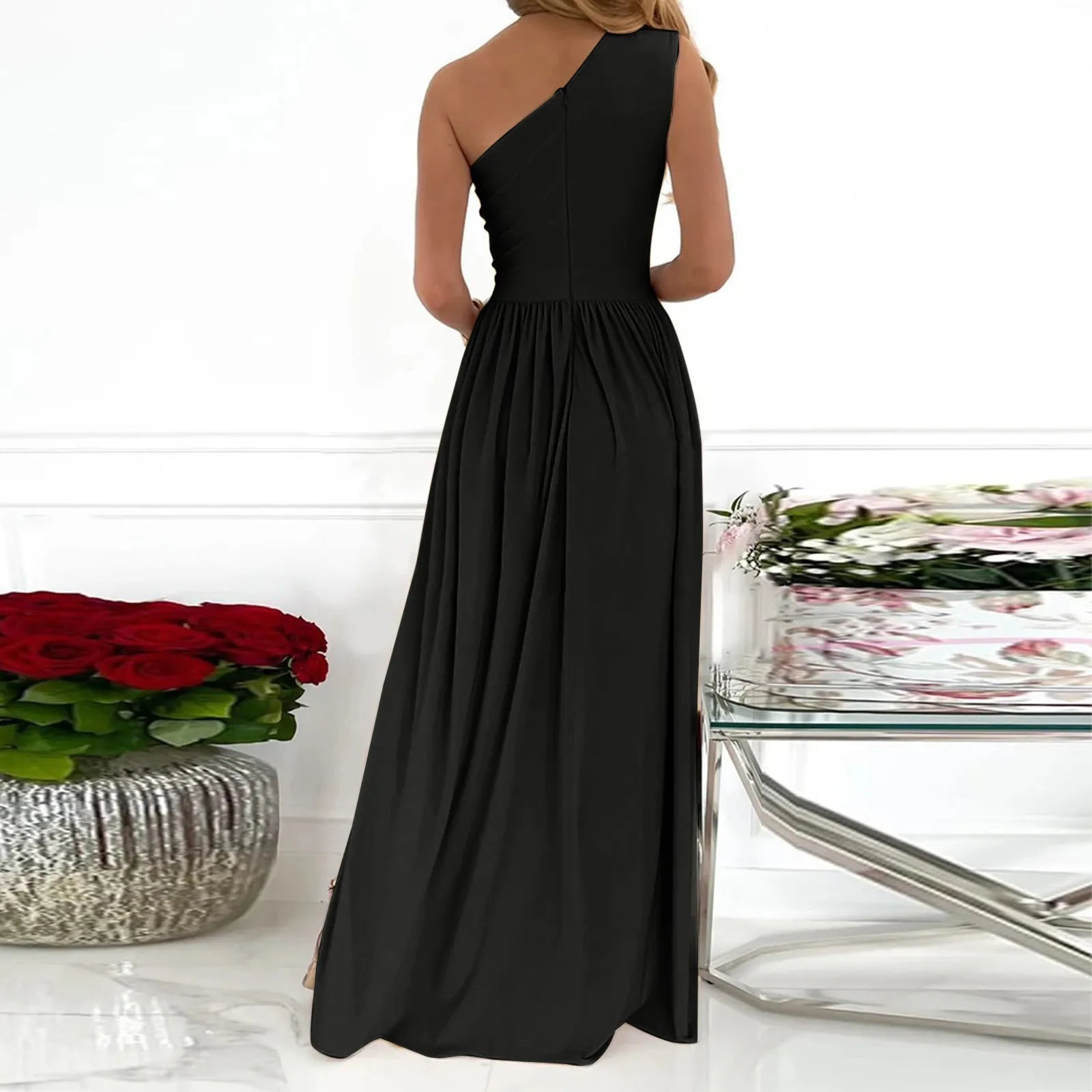 Women's Maxi Dress with High Split – One Shoulder Evening Cocktail Dress for Formal Events 1