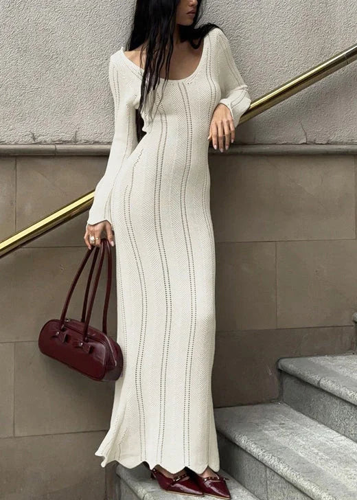 Women's Maxi Dress with Long Sleeves – Bodycon Knit Style for Evening Events 2