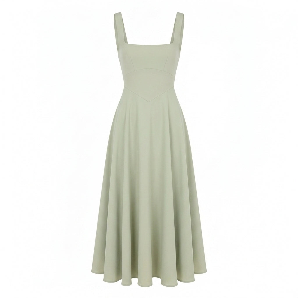 Maxi Dress with Square Neckline – A-Line Fit for Summer Weddings and Formal Events 2