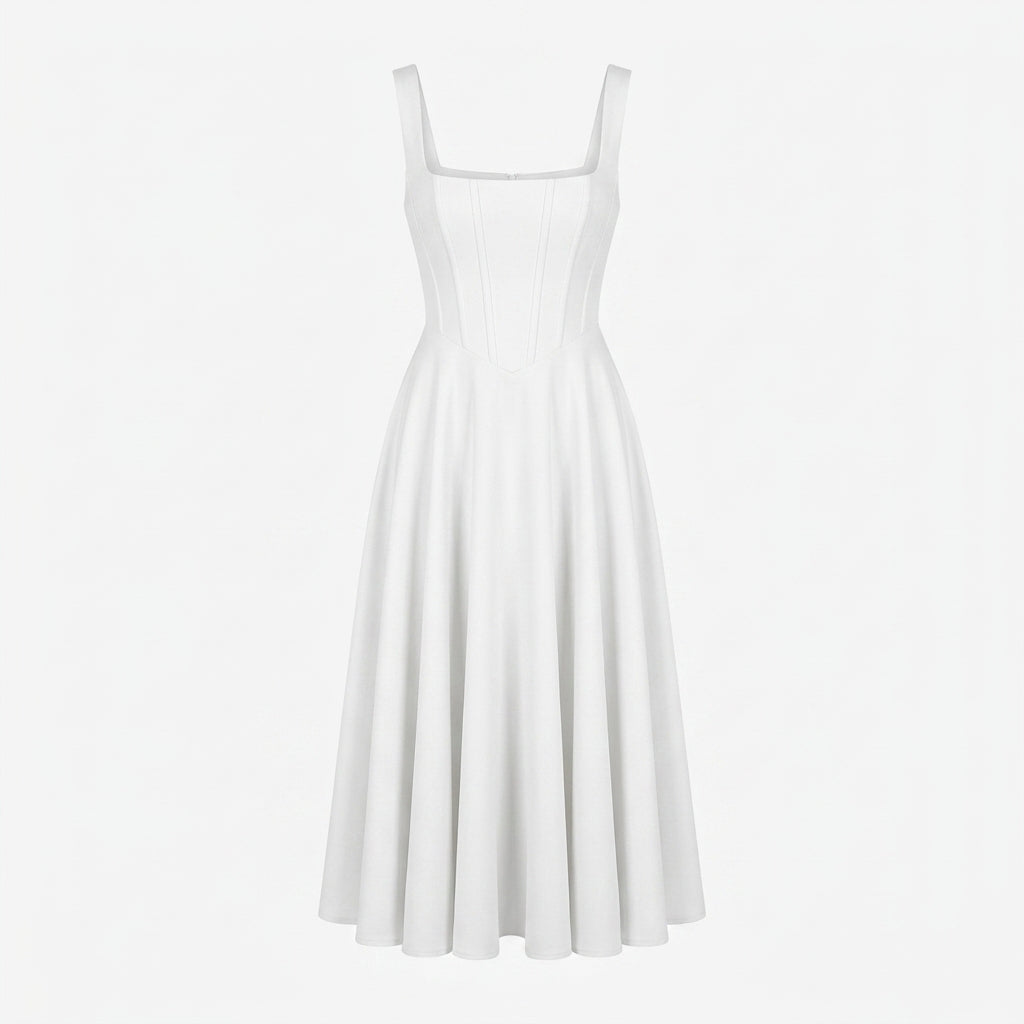 Maxi Dress with Square Neckline – A-Line Fit for Summer Weddings and Formal Events 14