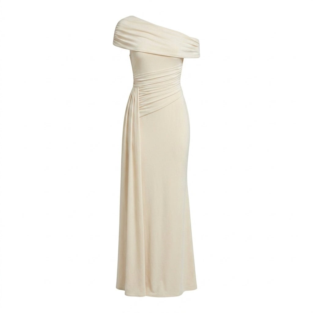 Off Shoulder Maxi Dress – Ruched Waist for Formal Occasions and Special Events 8