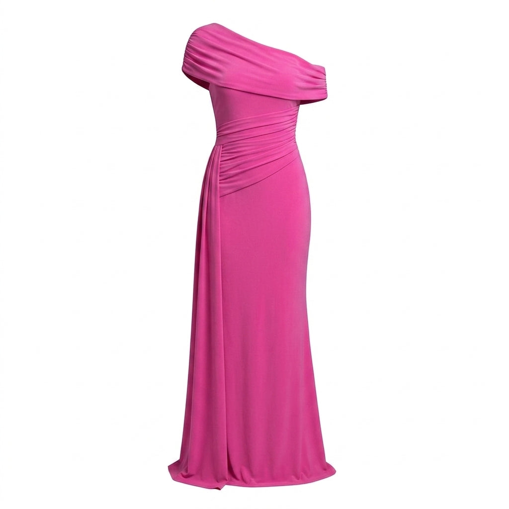 Off Shoulder Maxi Dress – Ruched Waist for Formal Occasions and Special Events 6