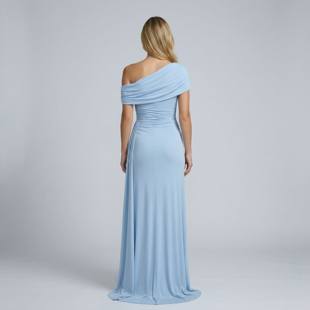 Off Shoulder Maxi Dress – Ruched Waist for Formal Occasions and Special Events 17