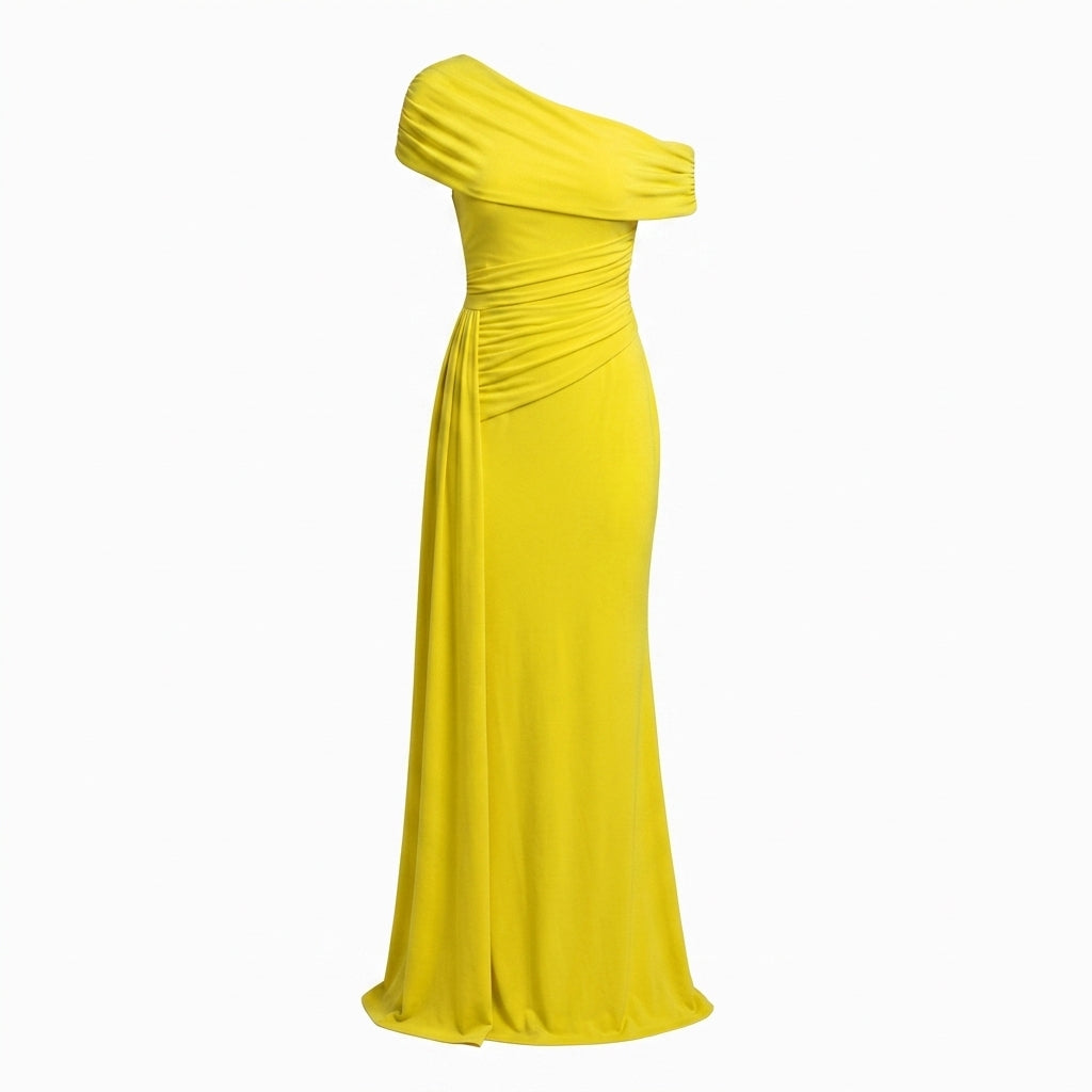 Off Shoulder Maxi Dress – Ruched Waist for Formal Occasions and Special Events 15