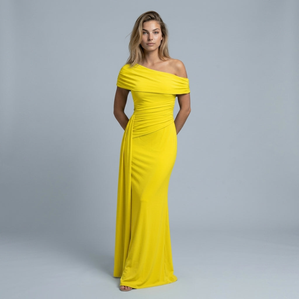 Off Shoulder Maxi Dress – Ruched Waist for Formal Occasions and Special Events 18