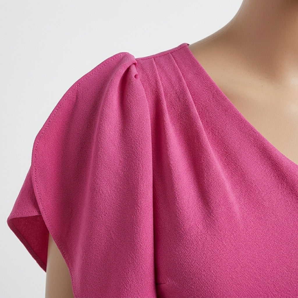 One Shoulder Cocktail Dress – Ruffle Sleeve with Ruched Wrap Mini Skirt