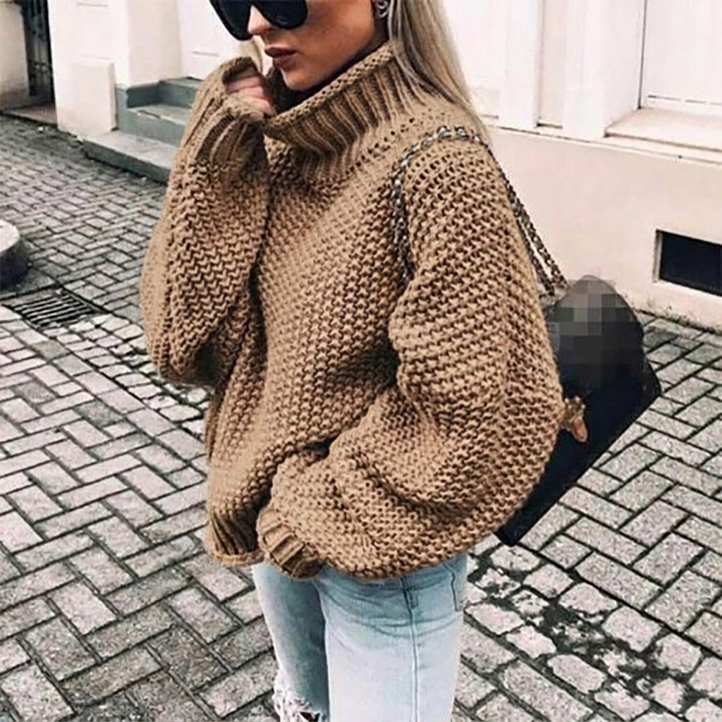 Women's Oversized Chunky Knit Jumper – Turtleneck Sweater for Winter Warmth 1