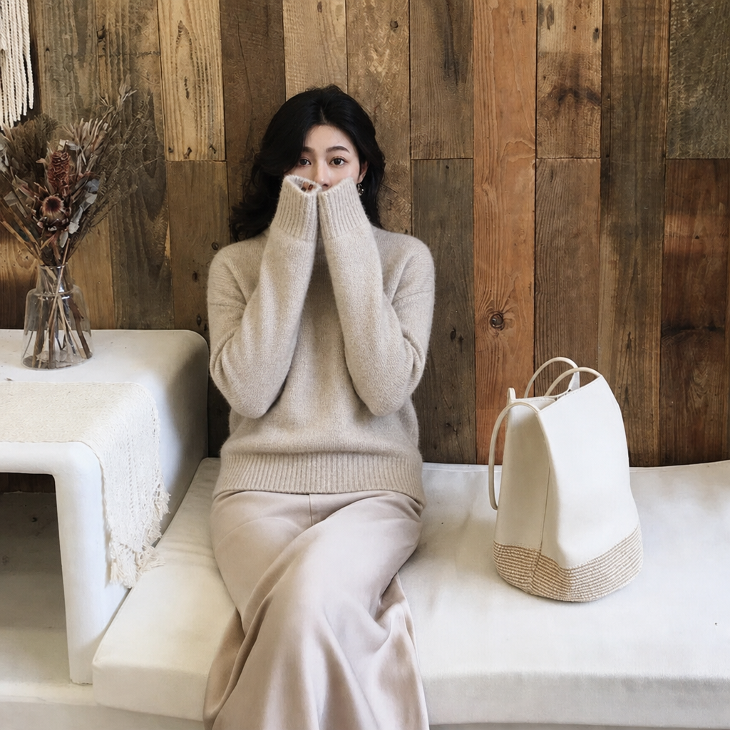 Women's Oversized Jumper – Fluffy Knit with Balloon Sleeves for Winter 4