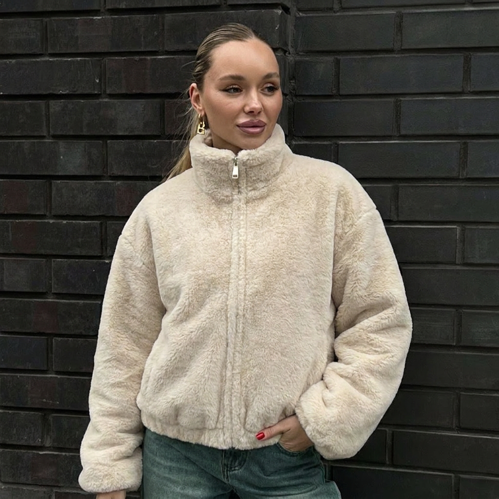 Women's Puffer Jacket for Winter – Oversized Fit with High Collar and Full Zip Closure 0