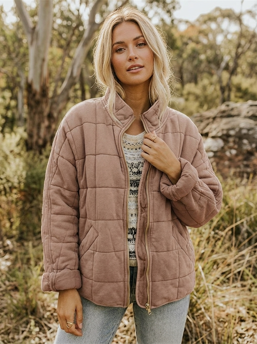 Women's Quilted Jacket with Zip Front – Casual Layer for Cooler Months, Relaxed Fit 6